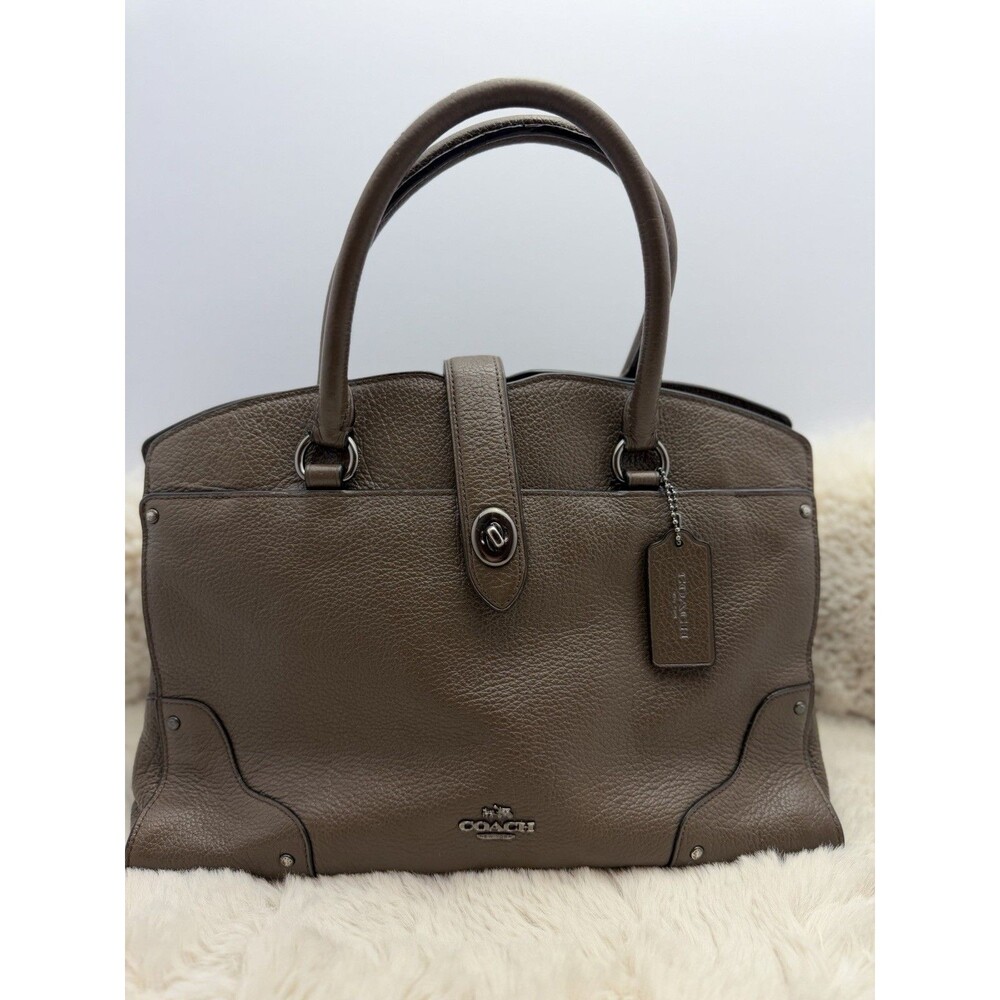 Coach Mercer Satchel Tote Bag Pebbled Leather Brown Shoulder Crossbody Purse - Picture 3 of 16